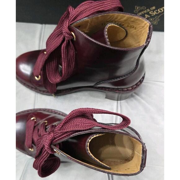 The Office of Angela Scott Miss Billie Boots Dark Red Leather Womens Shoes 37 7 - Picture 8 of 15
